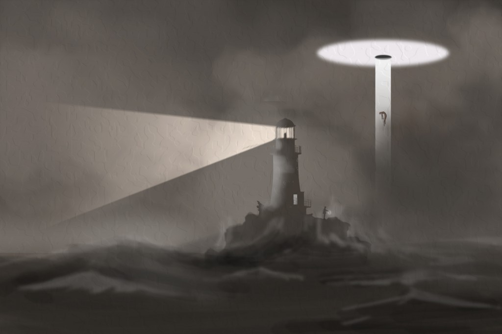 lighthouse and ufo